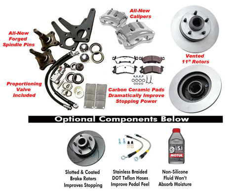 Front Disc Brake Conversion Kit, All-New Components w/Proportioning Valve & Ceramic Pads, 1955-88 AMC, Rambler (See Applications) Ships in approx. 2-4 weeks