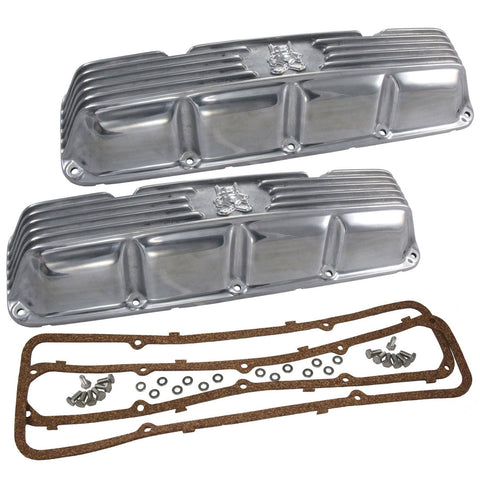 Valve Cover Kit, Gremlin Man Logo, Finned Polished Aluminum, 1970-78 AMC Gremlin w/V-8 Engine - Allow approximately 3-4 weeks for manufacturing plus shipping